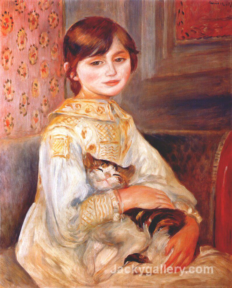 Child with cat (julie manet) by Pierre Auguste Renoir paintings reproduction